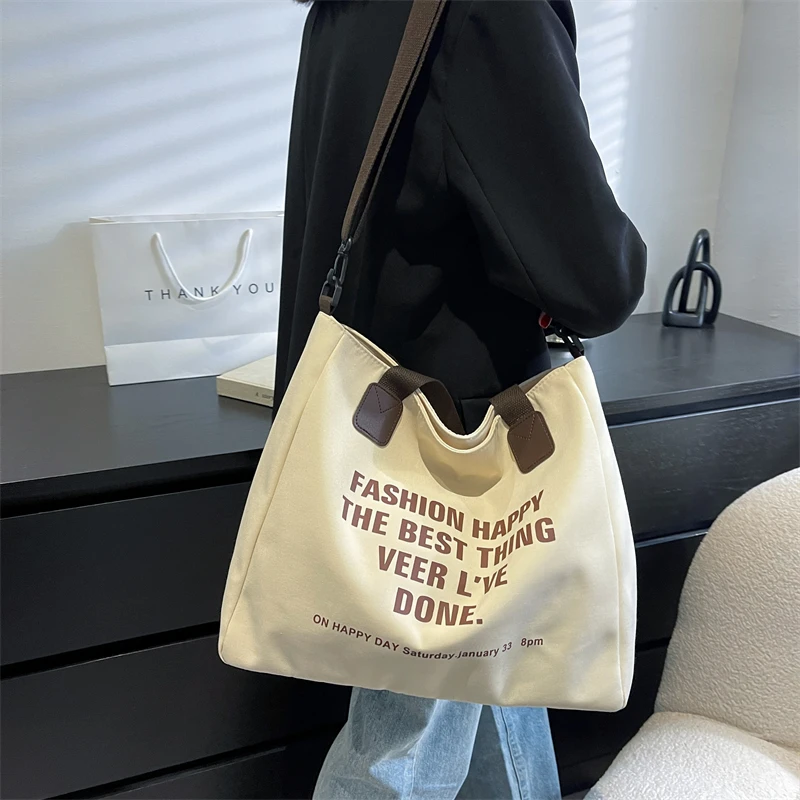 Дизайнерская вместительная Холщовая Сумка через плечо с надписью для женщин