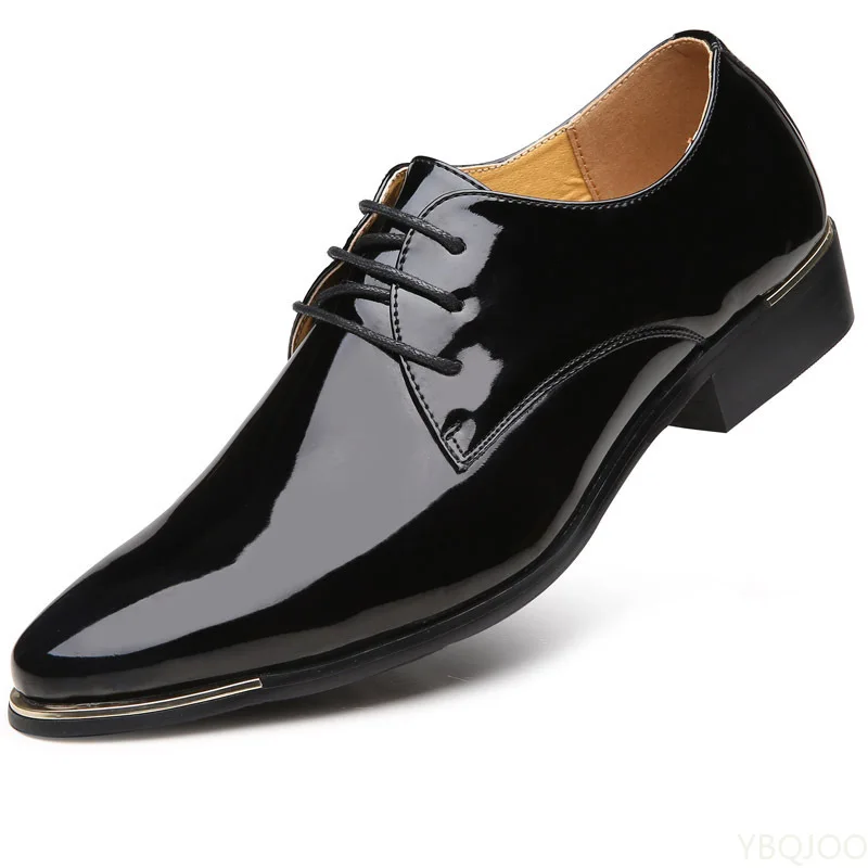 

2022 Newly Men's Quality Patent Leather Shoes White Wedding Shoes Size 38-48 Black Leather Soft Man Dress Shoes