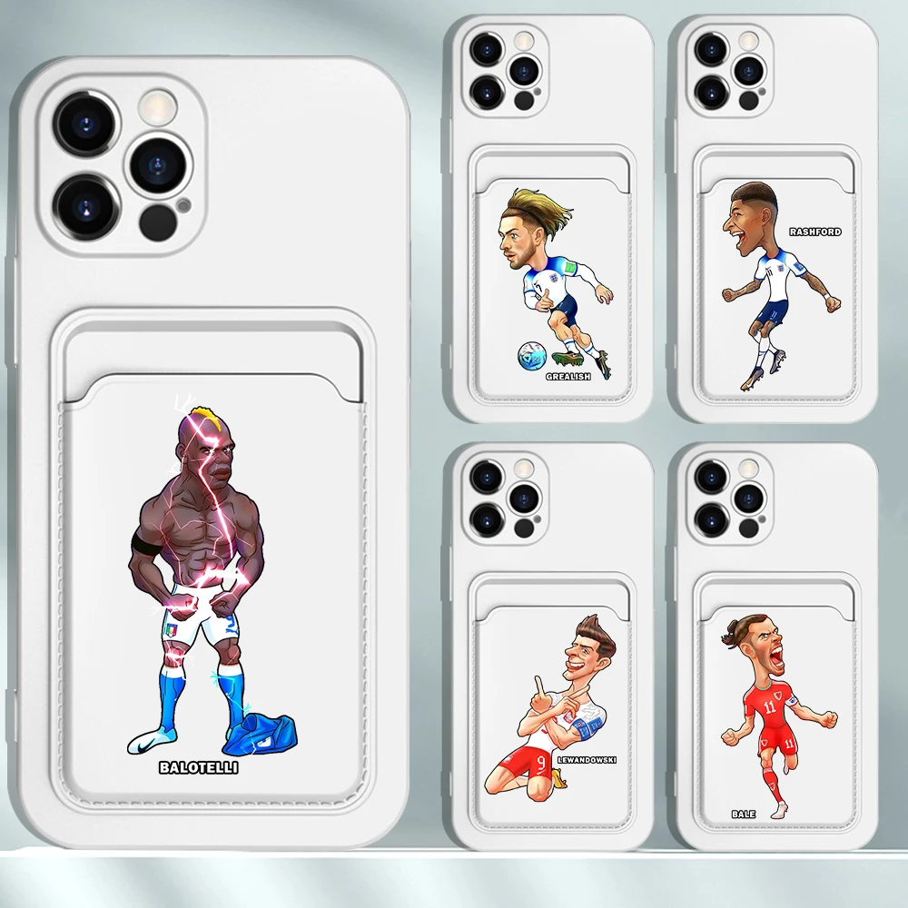 

Football Forward Soft Silicone Phone Case For iPhone 12 11 Pro Max XR XS Max 14 Plus 7 8 SE 13 Mini Wallet Card Holder Cover TPU