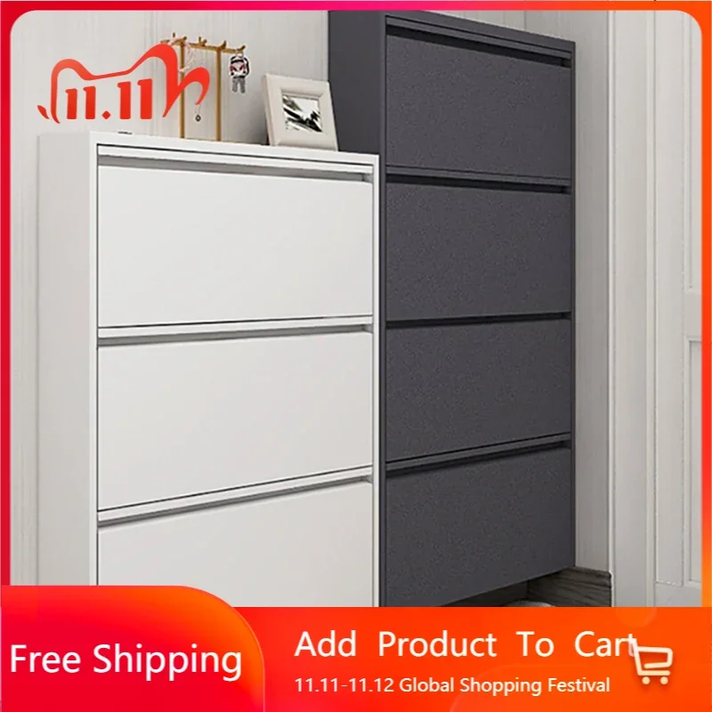 

Metal Entryway Shoe Cabinets Ultra Thin Storage Entrance Hall Room Shoe Cabinets White Multilayer Zapateros Storage Furniture