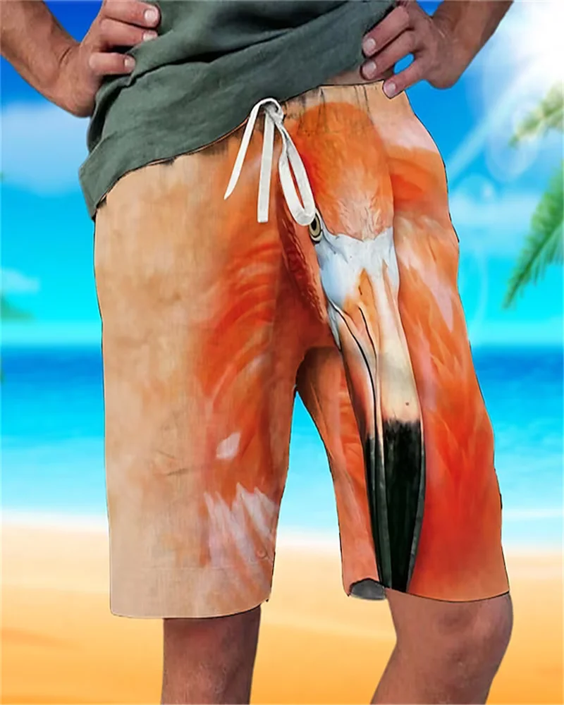 Men's Board Shorts Swim Shorts Swim Trunks 2023 Summer Beach Shorts Flamingo 3D Print Graphic Breathable Soft Short