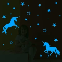 luminous unicorn wall stickers for kids rooms ceiling home decor wall decals fluorescent stars glow in the dark stickers