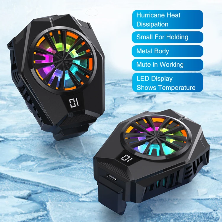 

Mobile Phone Radiator Silent Glare Fan Gaming Phone Cooler Cooling Fans Cooling Artifact With LED Screen Fast Cooling Device