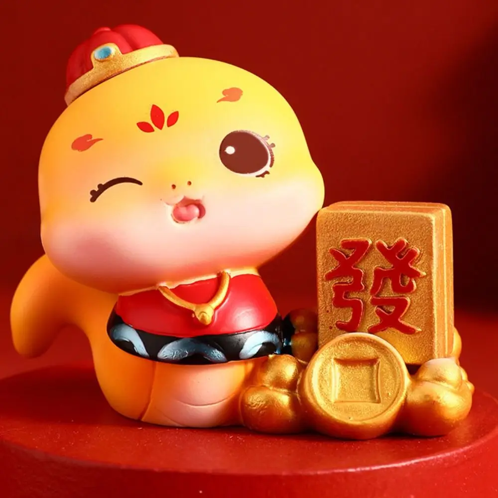 Смола мини-фигурки змеи мультфильм в китайском стиле зодиакальная фигурка удачи