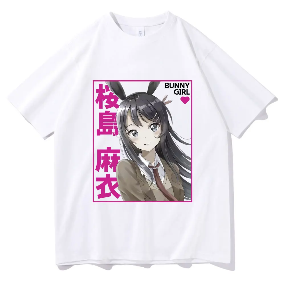 

Anime Young Pig Head Boy Will Not Dream of Bunny Girl Senior Sakurajima Mai Graphic Print T-shirts Regular Men Women Loose Tees