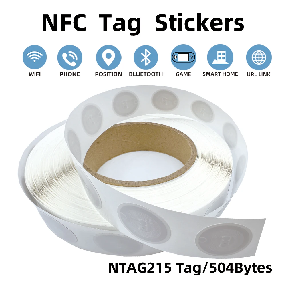 Самоклеящиеся ярлыки NFC Ntag215 13 56 МГц ISO14443A наклейка белая Ntag 215 ярлык доступен для