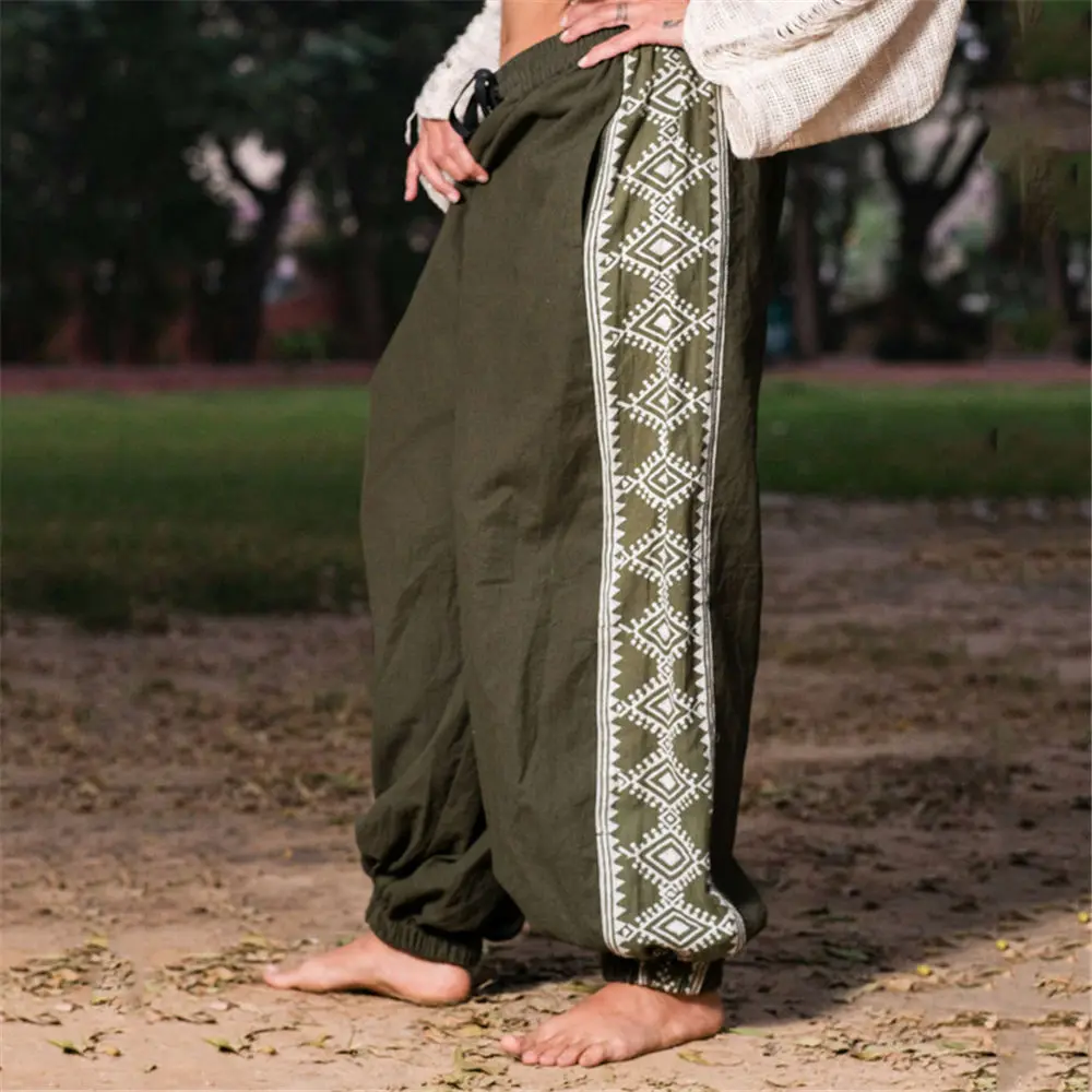 Женские шаровары большого размера этнические с принтом