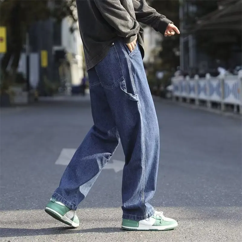 Unisex Vintage Y2K Streetwear Baggy Cargo Jeans High Waisted Straight Wide Leg Pants Denim Trousers Fairy Grunge Alt Clothes