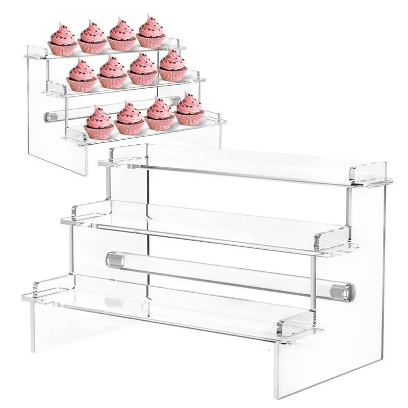Acrylic Risers Display Shelf 3-Tier Acrylic Stand For Display, Figures, Collectibles, Cupcake, Jewelry, Candle Toys Decoration