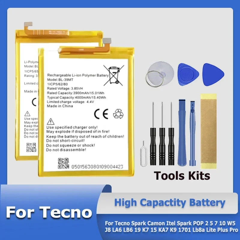 Фотоаккумулятор для Tecno Spark Camon Itel POP 2 5 7 10 W5 J8 LA6 LB6 19 K7 15 KA7 K9 1701 Lb8a Lite Plus Pro