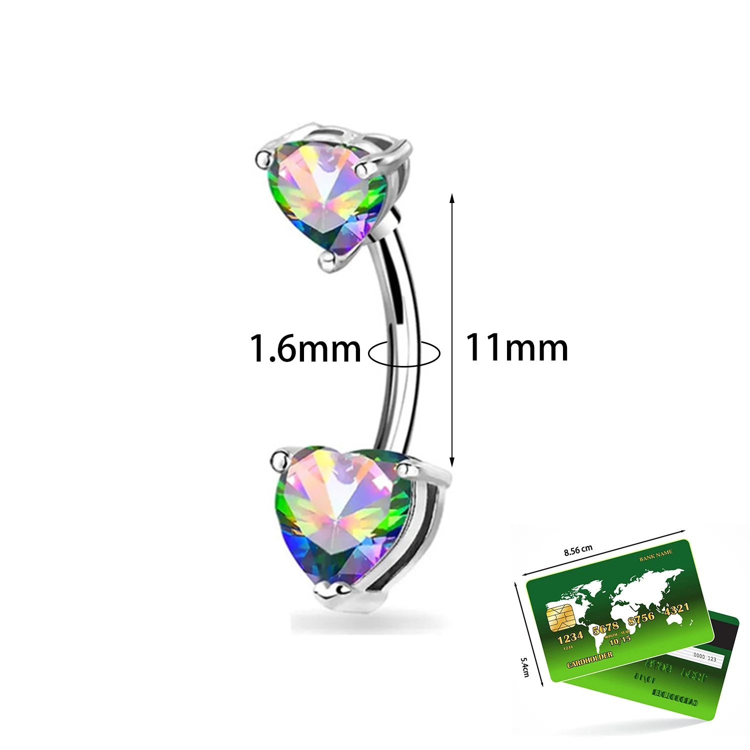 Женское кольцо для пупка с кристаллами из нержавеющей стали