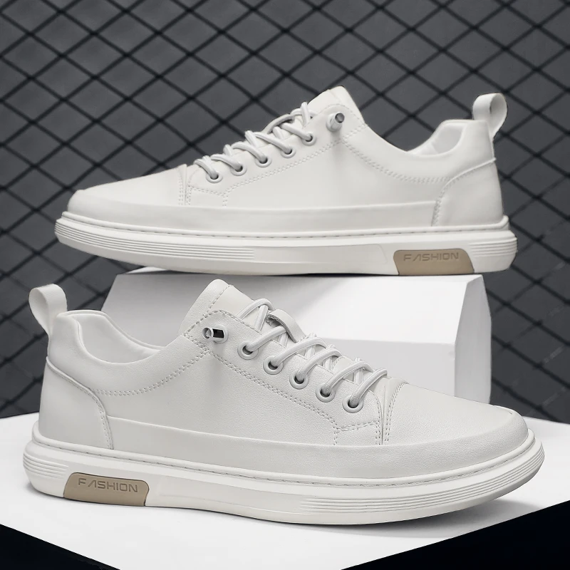 

Genuine Leather Mens Casual Shoes New Design Men Sneakers Breathable Man Skateboard Shoes Fashion British Style Vulcanize Shoes