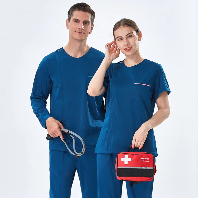 

Zipper Scrubs Medical Uniform Women Men Nurse Workwear Top Pant Beautician SPA Clothing Working Surgical Scrubs Dental Suit 603