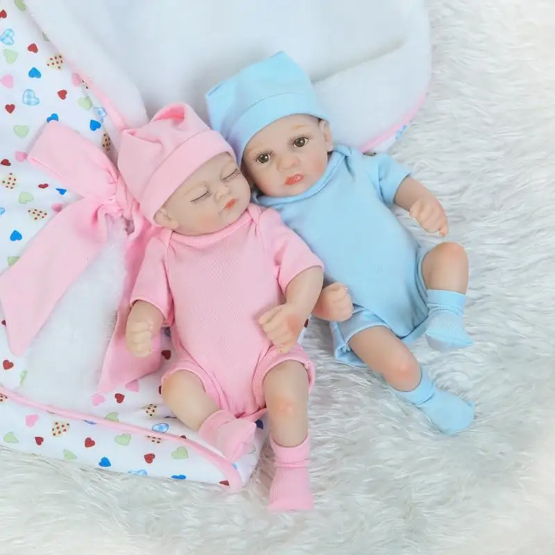 

Lifelike Silicone Vinyl Girl Doll Baby Reborn 10.2 Inch 26cm Realistic Sleeping Baby Doll with Cute Clothes Kids Playmate