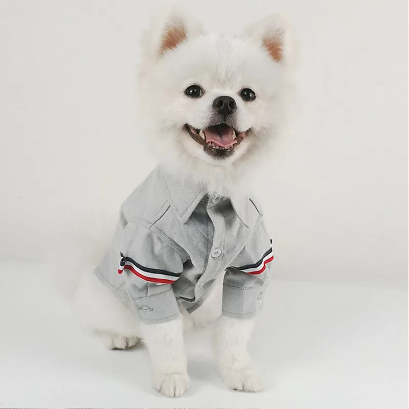 

British Style Casual Dog Shirt French Bulldog Cotton Summer Small Dog Clothes Chihuahua Blouse Puppy Ropa Perro Cat Pet Clothes