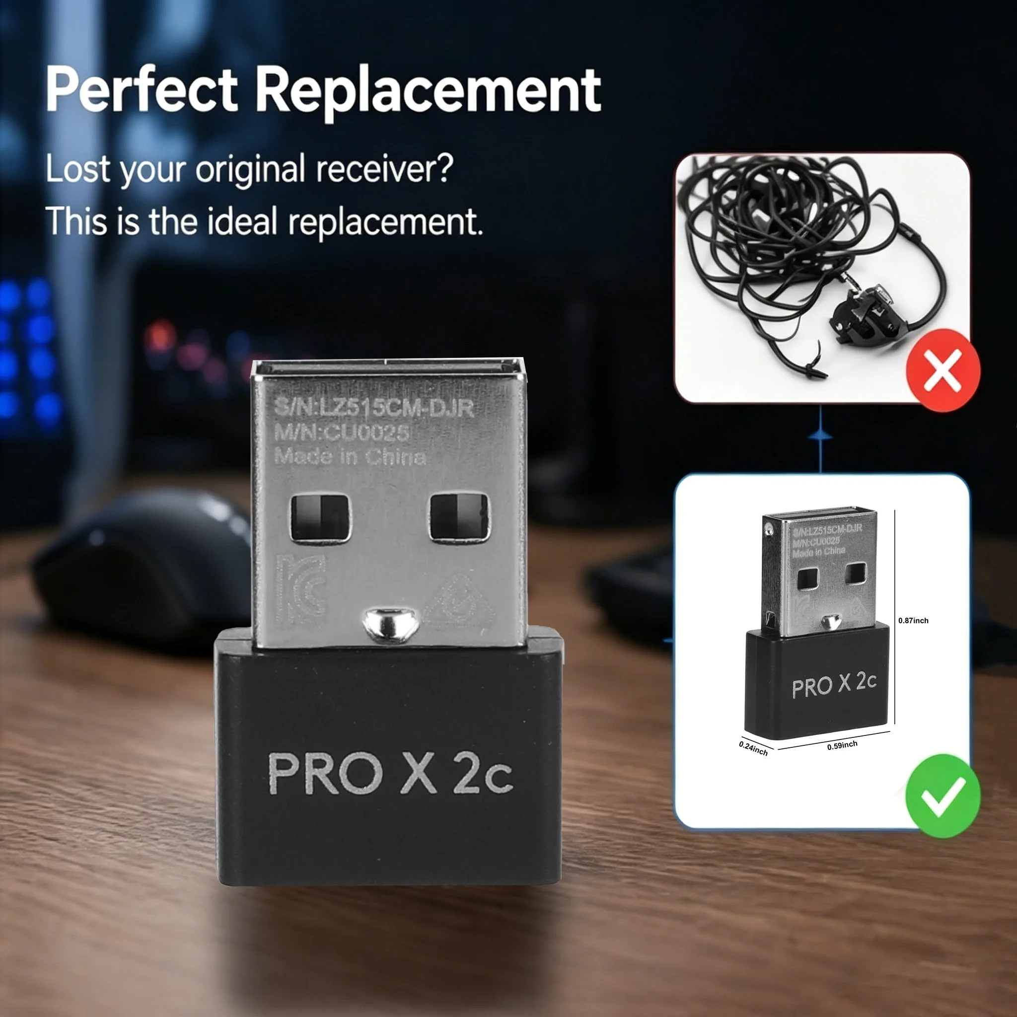 Фото Удобный приемник, подходящий для мыши Logitech G PRO X SUPERLIGHT 2c, поддерживающий частоту передачи данных 8K. №5
