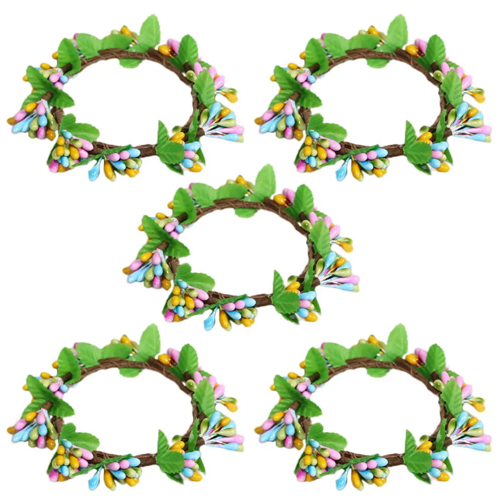 

5 Pcs Easter Wreath Green Wreath Easter Wreaths Leaves Wreath Ring Iron Wire Artificial Flower Wreath