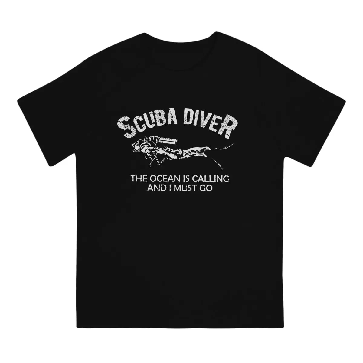 

Men's T-Shirt The Ocean is Calling and I Must Go Vintage 100% Cotton Tees Short Sleeve Dive Scuba Diving T Shirts