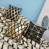 luxurious golden bronzing thick pillow cushion cover gold geometric kussenhoes coussin decor home decorative