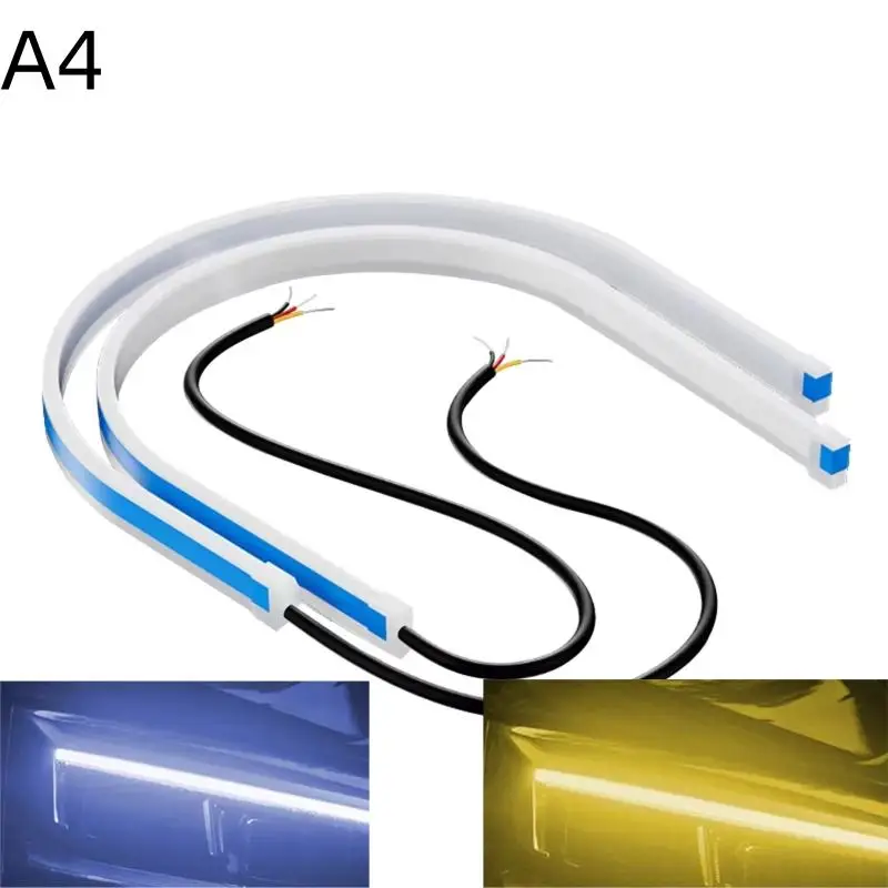 

2 шт. 30 см автомобильные дневные ходовые огни гибкие водонепроницаемые фары светодиодные ленты желтый белый синий красный авто указатель поворота тормозной лампы