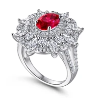 luxurious engagement ring 925 sterling silver ruby cz wedding rings for women fine jewelry