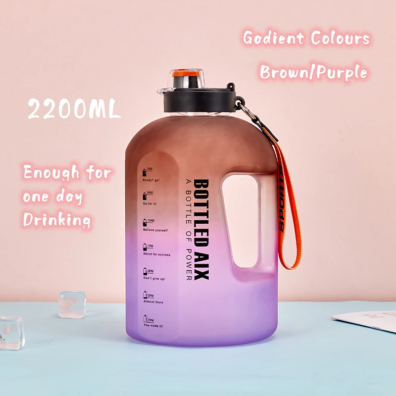 Large Capacity Outdoor Sports Fitness Water Bottle Gallon Flask With Scale Motivational Kettle Ton Bottle SNPL5005-3