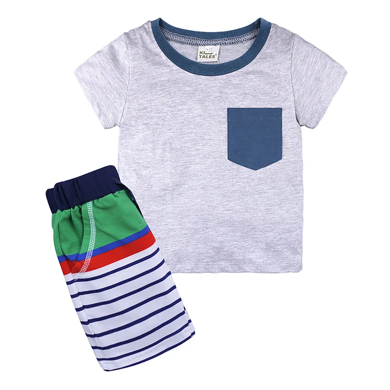 

Summer New Children's Short Sleeve Children's Suit Knitted Cotton Children's Suit Printed Boy's Clothes for Baby