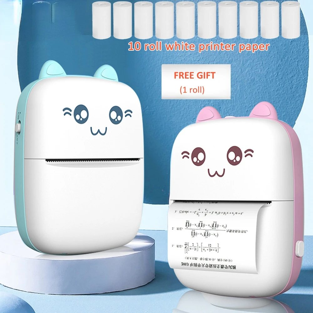 

Portable Thermal Printer Mini Cat Print Paper Photo Pocket Thermal Printer 57mm Printing Wireless BT 200dpi Android IOS Printers