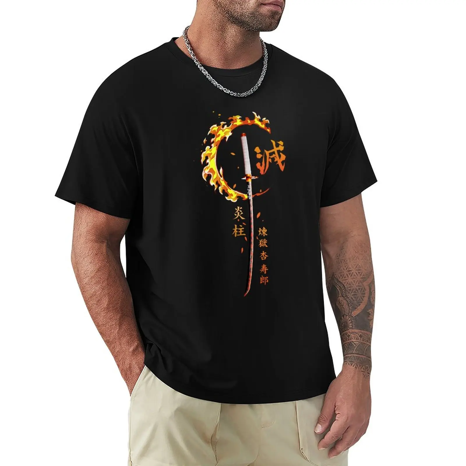 

Demon Sword Blade Of Fire Flame T-Shirt Plus Size Tops Cute Clothes Short t-shirt T Shirt Man Sweat shirts, Men