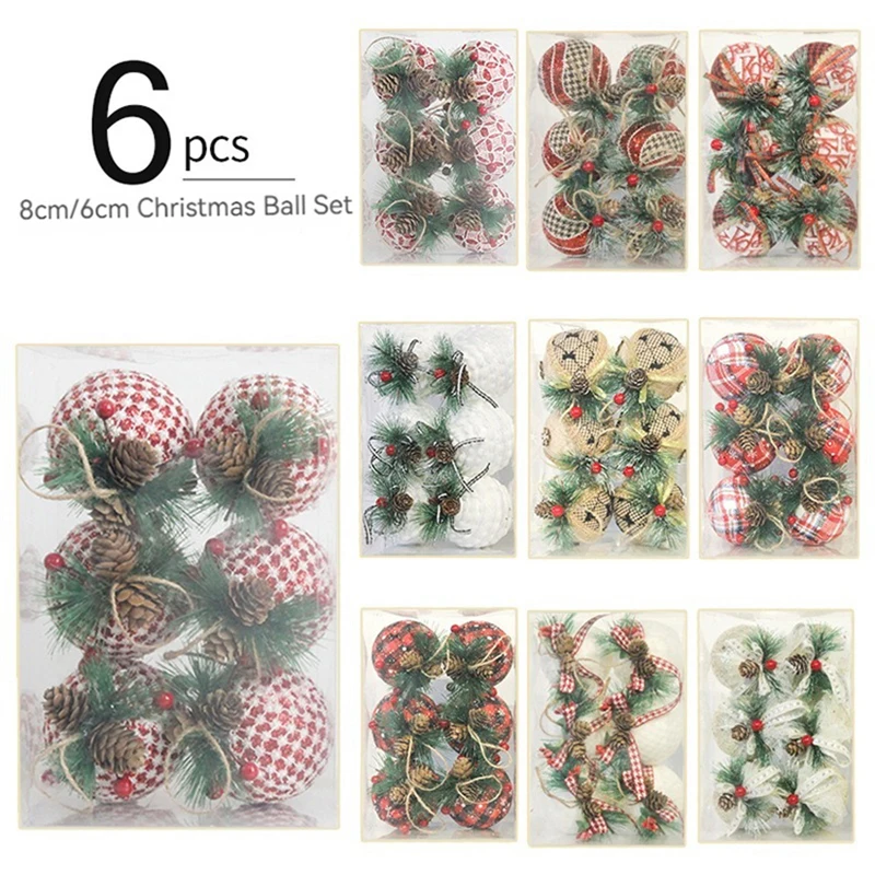

Christmas Tree Balls Ornament 6pcs/Set 6cm/8cm Xmas Multicolor Ball Christmas Decorations Christmas Tree Hanging for Home Decor