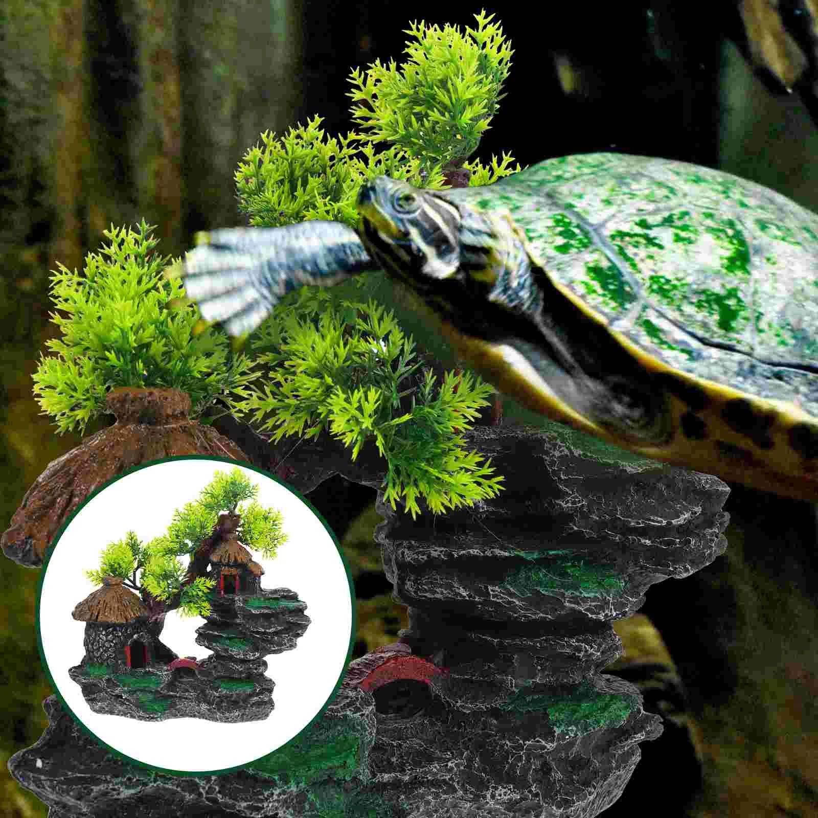 

Decoraquarium Sheltertank Cottage Cave Simulation Delicate Resin Ornamental Island Landscape