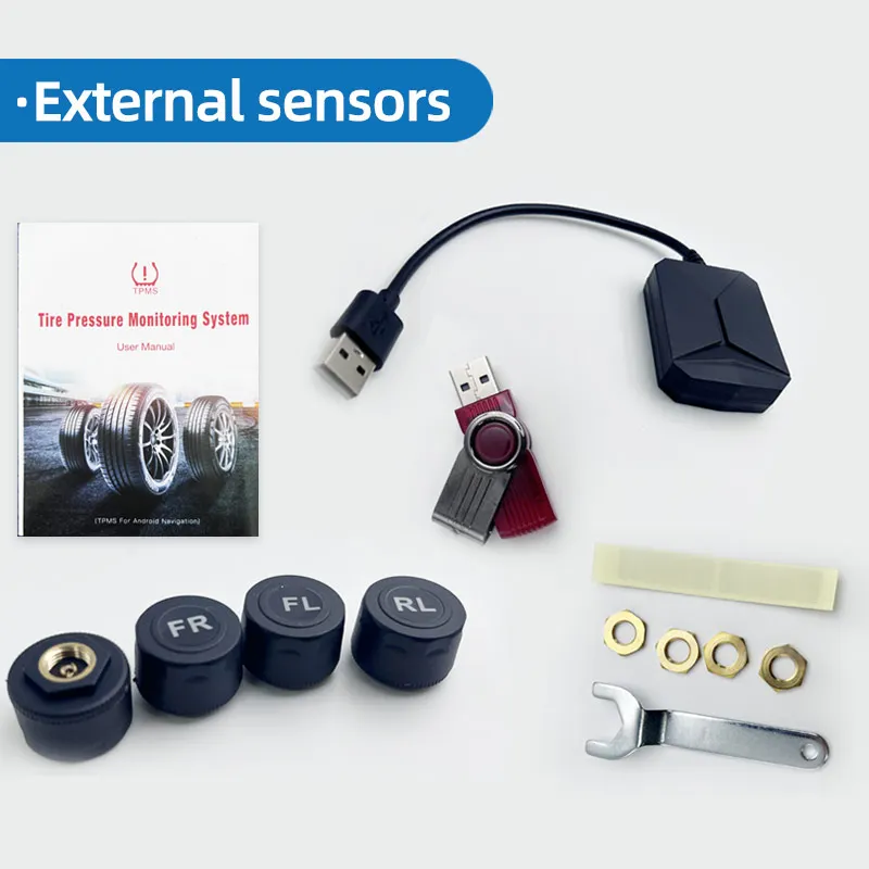 USB Android TPMS Автомобильная система контроля давления в шинах для автомобиля Android-плеера Предупреждение о температуре с четырьмя датчиками