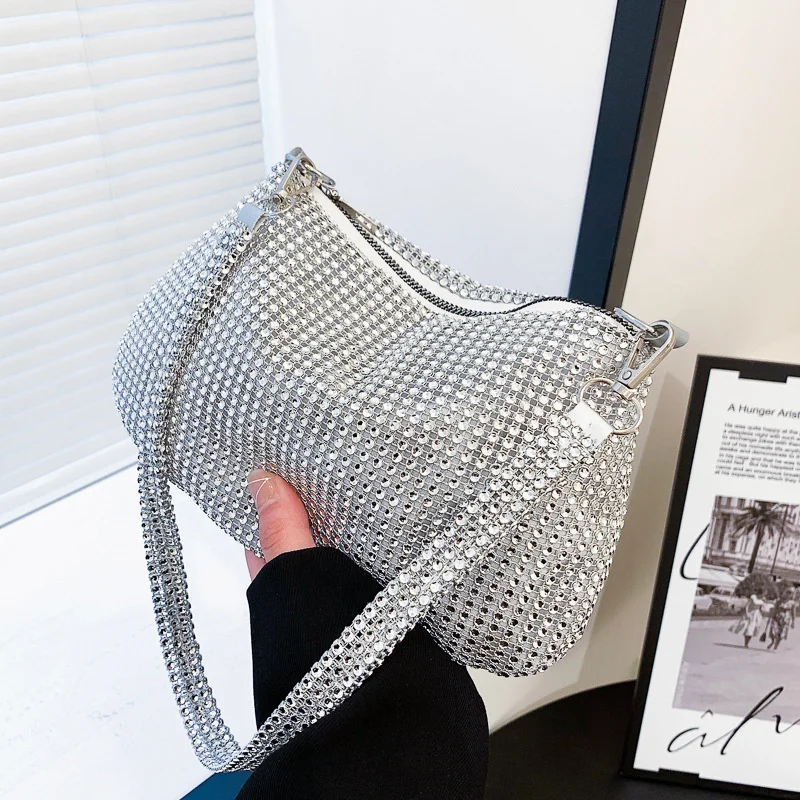 

Handbag Clutch Shiny Rhin2023ones 2023 Bags Evening Crystal Wedding Female Party Underarm Designer Shoulder Dinner Purses Bag