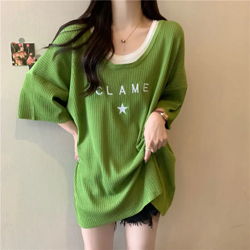 

Vintage T-Shirts Women Letter Print Summer Students All-Match Leisure Loose Tee Shirt Y2k Crop Tops Female Harajuku T Shirt 2023