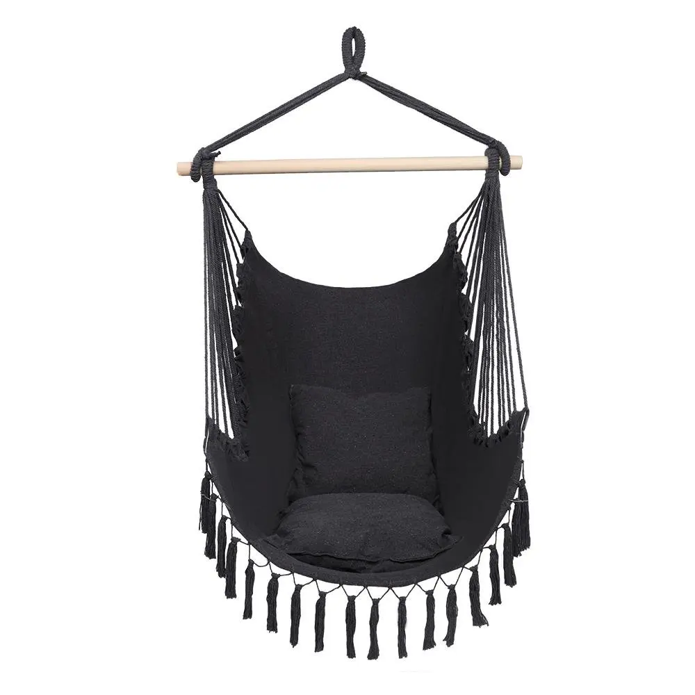 

Hammock Chair, Hanging Rope Swing Seat for Indoor Outdoor Gray
