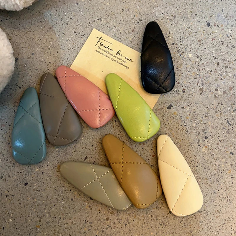 

Заколка для волос в клетку с ромбами женская, милый шикарный зажим в виде утиного клюва, корейская мода, аксессуары для волос в форме капли в...