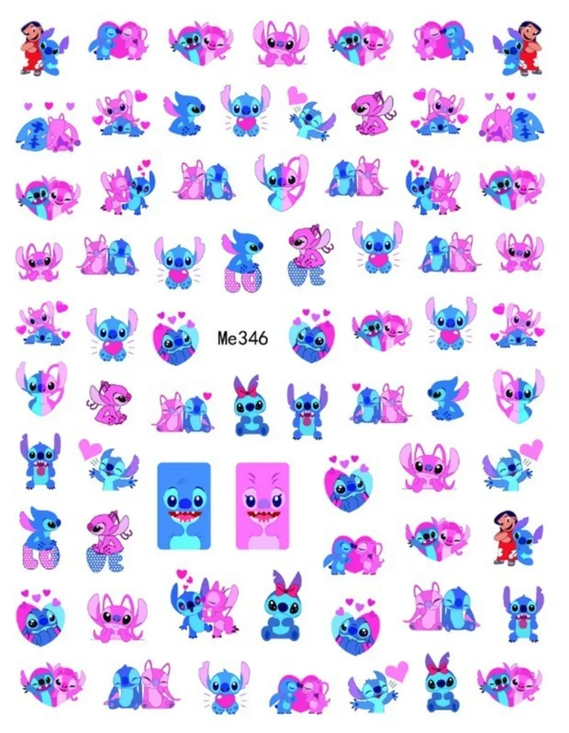 Стич мультяшные наклейки для ногтей принадлежности дизайна 3D украшения