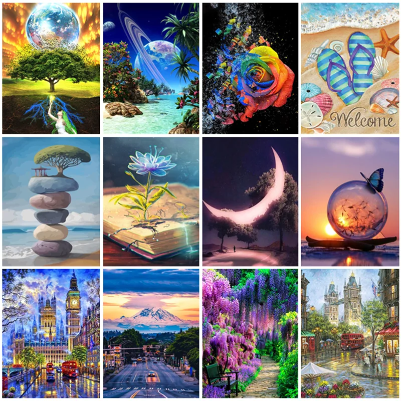 

Алмазная 5D живопись «сделай сам», пейзаж, луна, дерево, полная вышивка, мозаика, уличная фотография, наборы для вышивки, домашний декор