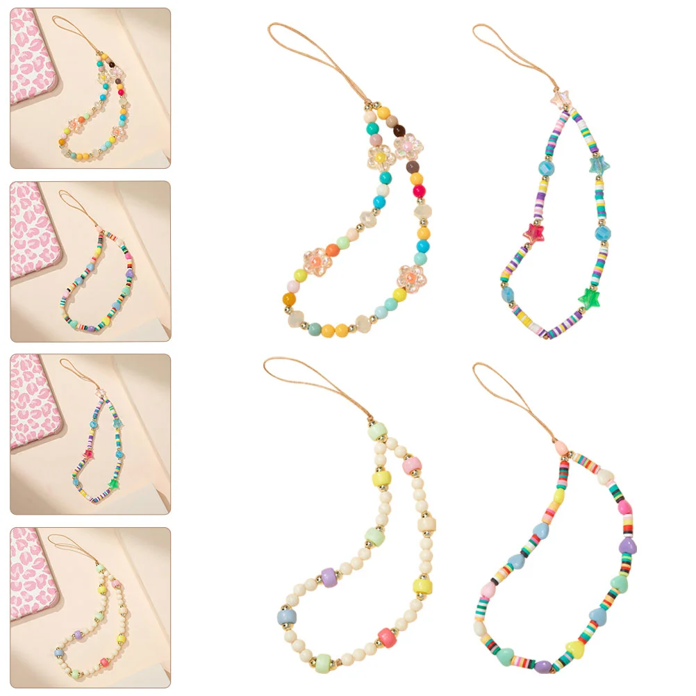 

4pcs Short Acrylic Colorful Phone Decors Phone Chain Ropes Phone Straps