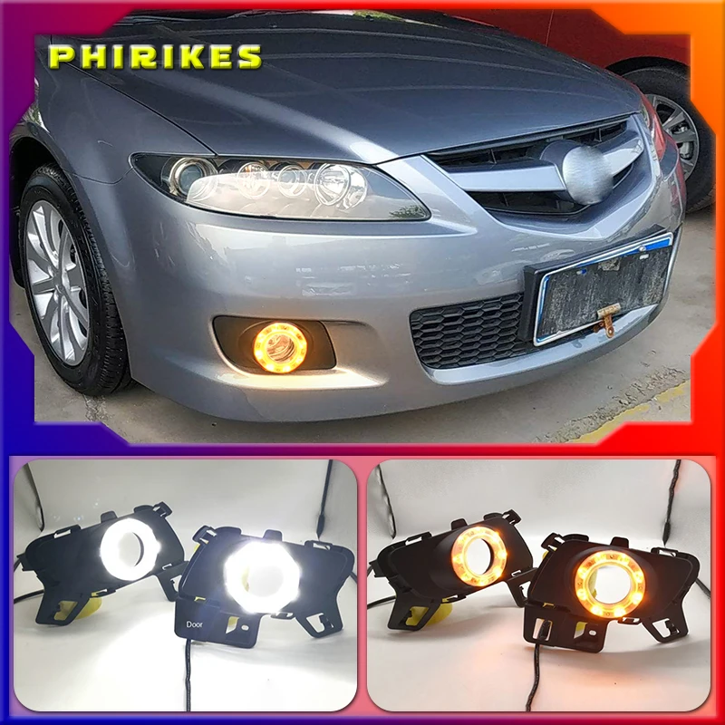 

Дневные ходовые огни, 2 шт., светодиодные дневные ходовые огни, противотуманные фары с указателем поворота, дневные ходовые огни для Mazda 6 Mazda6 2010-2015