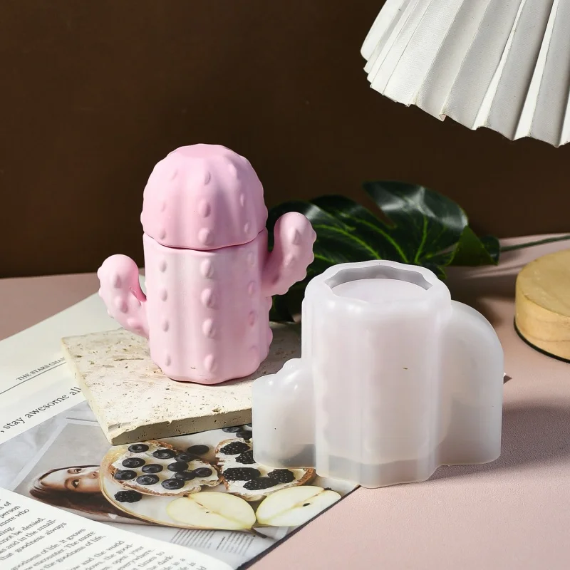 Банка для свечи кактуса бетонная силиконовая форма креативная банка с крышками