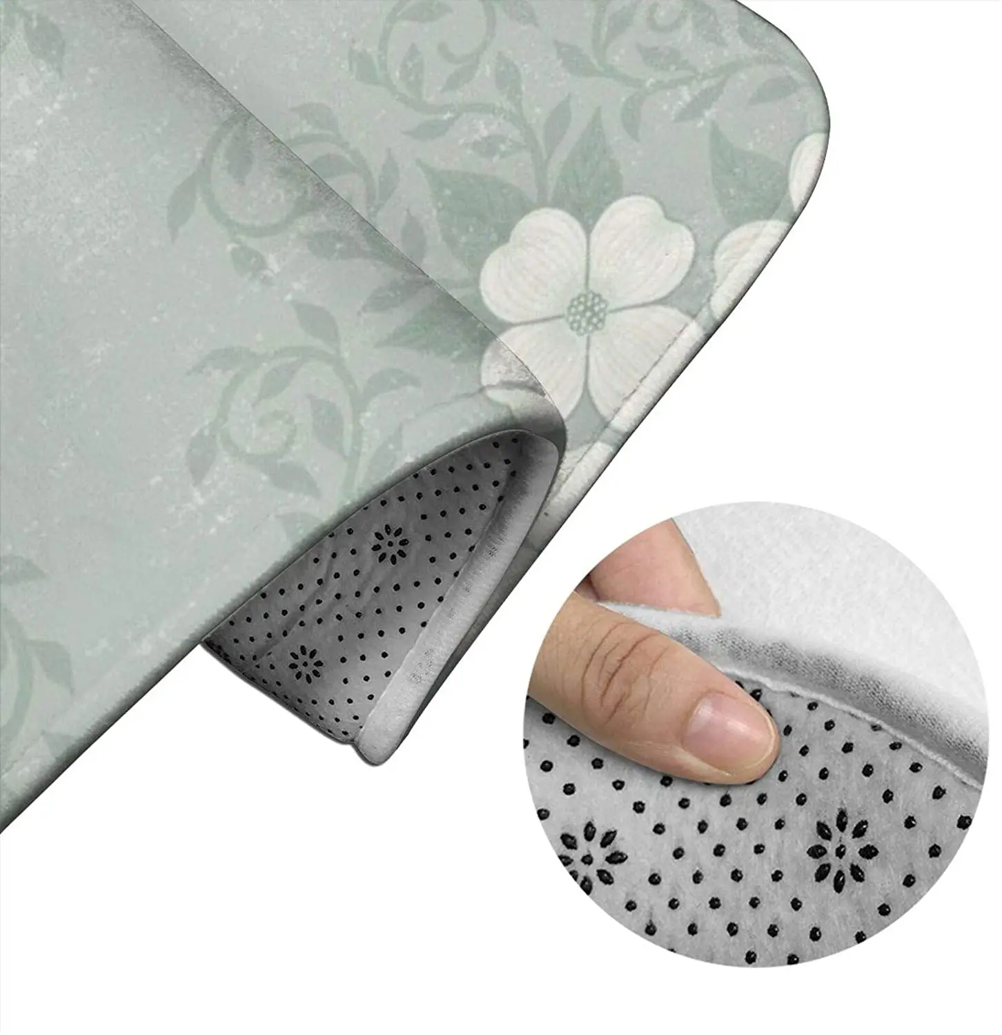 

Deco Dogwood Seafoam in Bathroom Mat Sets 3 Piece Set Rugs Memory Foam Mat Set Toilet Seat Cover Bath Mat lid Cover