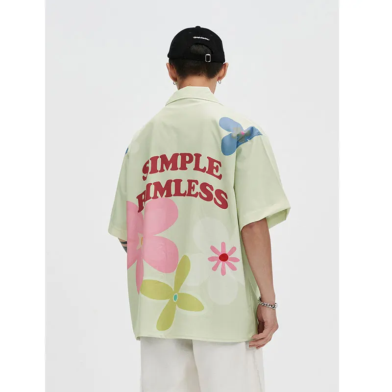 Retro Loose Lapel Fashion Shirts for Men Hawaiian Style Cute Printing Flowers Men's Shirt Men's Shirts Short Sleeve Japanese