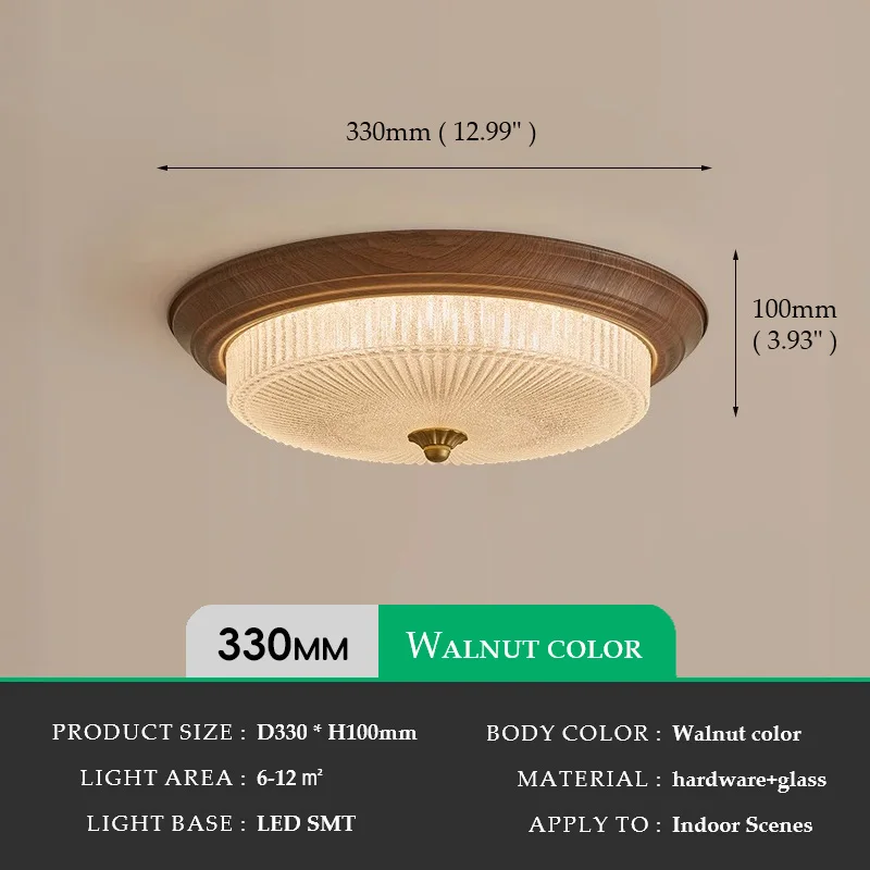 

Потолочный светильник, ореховый цвет, стеклянный абажур