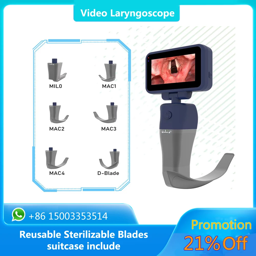 

Reusable Video Laryngoscope with 6 PCS Blades Real-time 4.5" HD LCD Display Visual Intubation System Hospital Medical Device