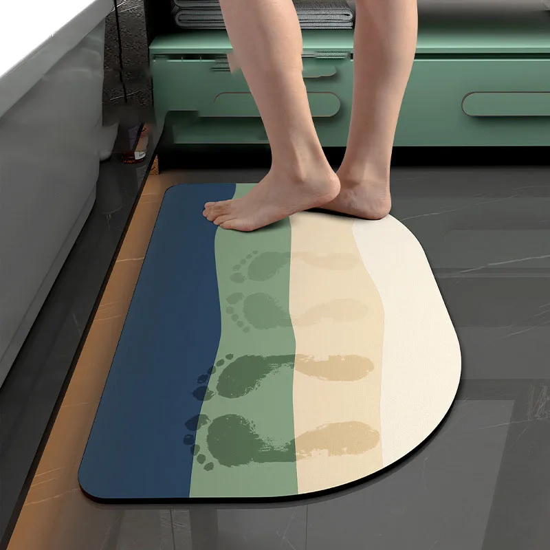 

Bathroom Doormats Diatom Mud Carpet Breathable Skin-friendly Modern Simple Semicircle Rug Quick Dry Double-sided Non-slip Mat