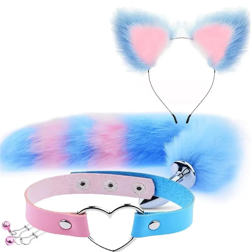 

Dress Up Accessories Faux Fur Cosplay Costume Ears Headband Costume Accessory Set for Women Plush Tail Neck Collar