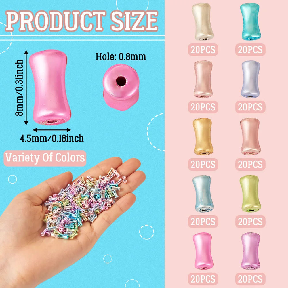 200 шт. стеклянные бамбуковые бусины 8 х4 5 мм