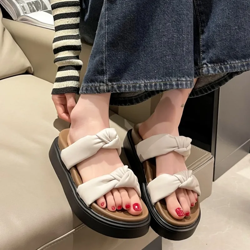 

Fashion Platform Flats Shoes Women Slippers Open Toe Casual Sandals 2023 Summer New Slides Shoes Dress Flip-flops Mujer Zapatos