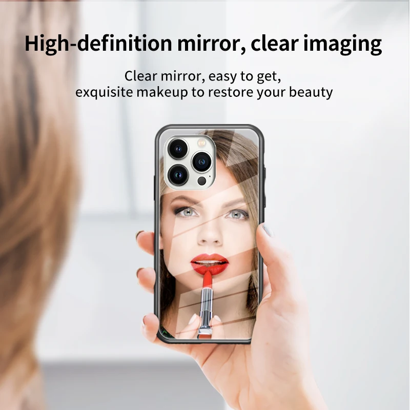 

Phone Case For iPhone 13Pro Max 12Pro 12Mini 11Pro The Mirror Tempered Glass Cover For XSMAX 7P 8P 7G 8G With Magnetic Ring Buck